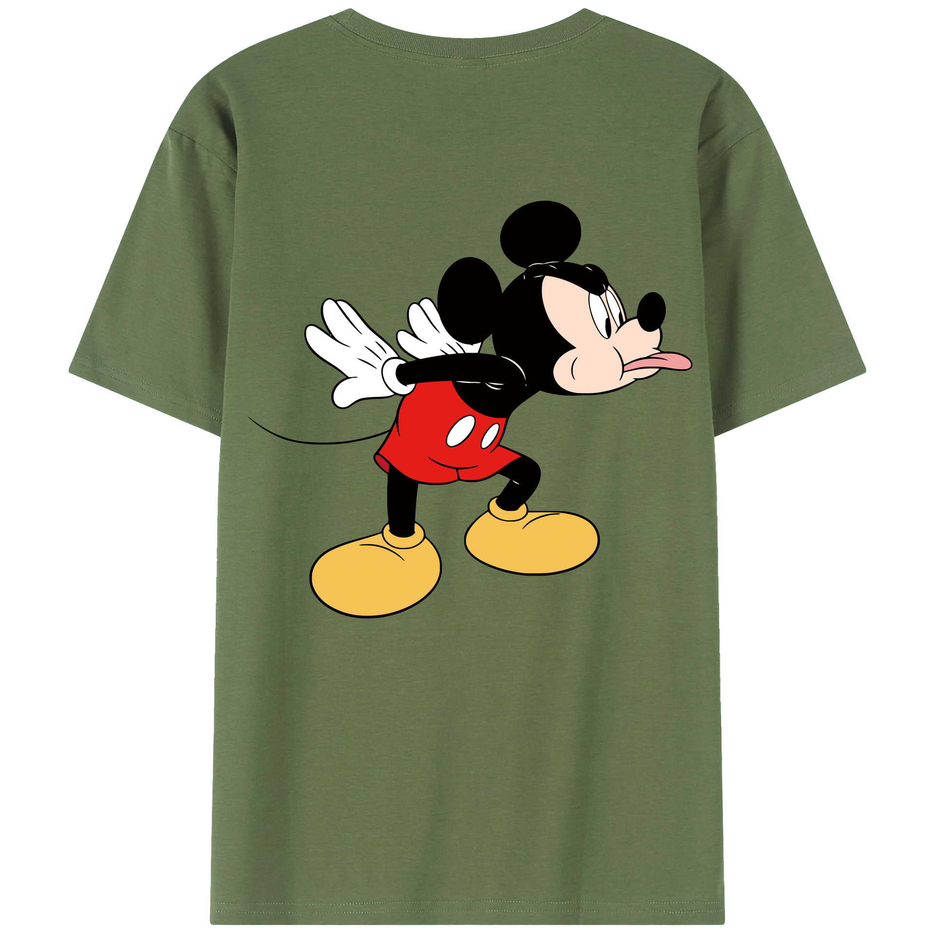 ミッキーマウス Mickey Mouse 綿100％ メンズ半袖Tシャツ（バックプリント） 通気性